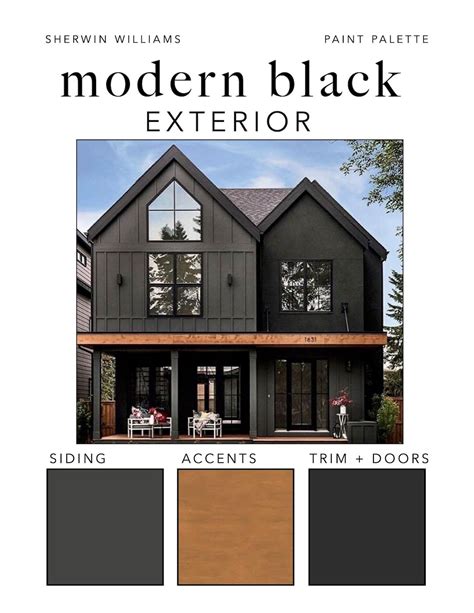 Modern BLACK EXTERIOR Paint Color Palette: Siding Trim - Etsy Black ...