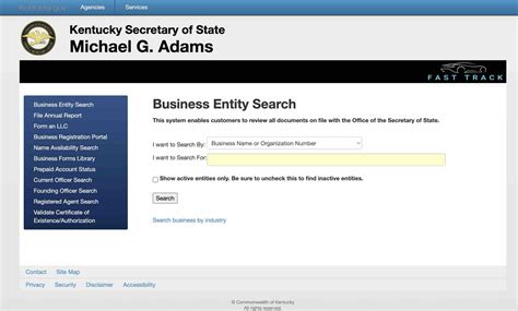 Kentucky Corporation Search