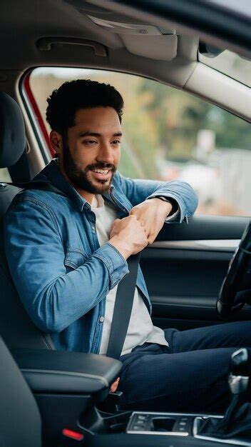 Man fastening safety belt in a car | Premium AI-generated image