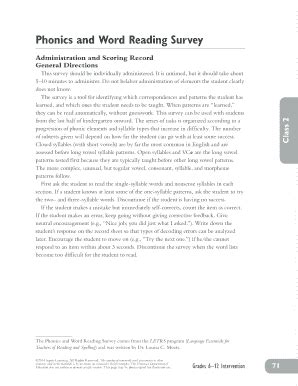 Phonics And Word Reading Survey - Fill and Sign Printable Template Online
