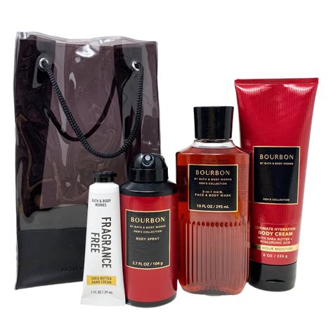 B&B Works BOURBON Men's Set - Body Cream, 3-in-1 Wash, Fragrance Spray ...
