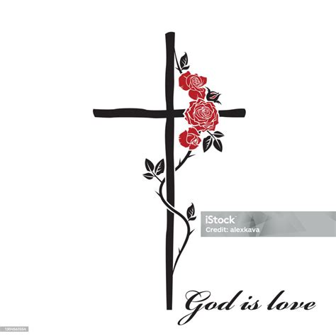 Drawings Of A Cross With Roses