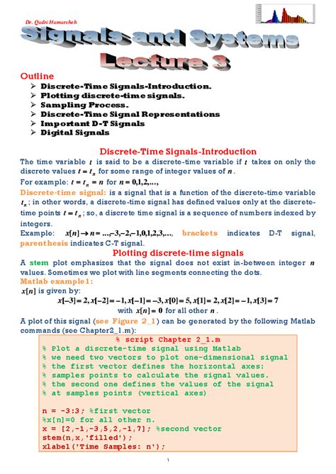 Important DT signals and their representation - Outline Discrete-Time ...