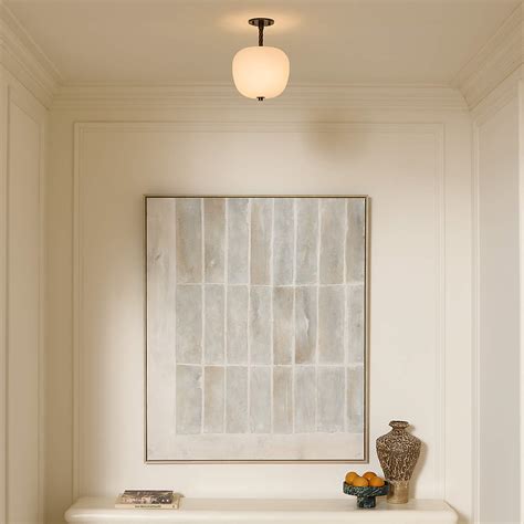 Thorne Dark Bronze Small Flush Mount Light with Opaline Glass Shade | CB2