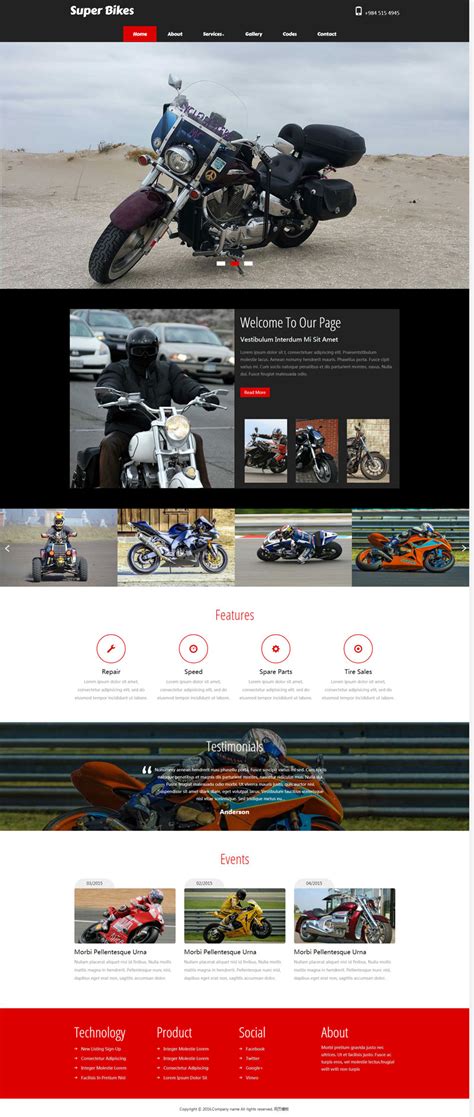 黑色的国外摩托车销售网站模板html下载 - 织梦帮