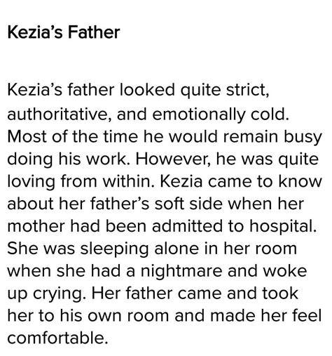 write the character sketch of kezia's father - Brainly.in