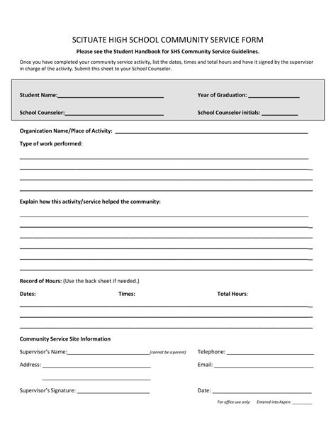 Free Printable Community Service Form Templates [Word, PDF]