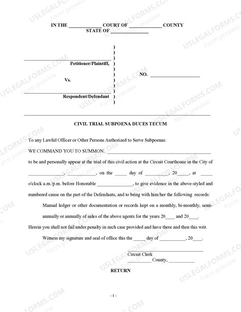 Florida Rules Of Civil Procedure Subpoena Duces Tecum With Deposition ...