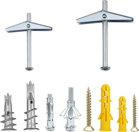 136 Pack Heavy Duty Plasterboard Fixings - Wall Plugs & Screws for Drywall, Brick, Masonry ...