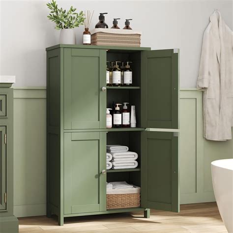 Bathroom Floor Storage Cabinet, Freestanding Pantry Cabinets with 4 ...