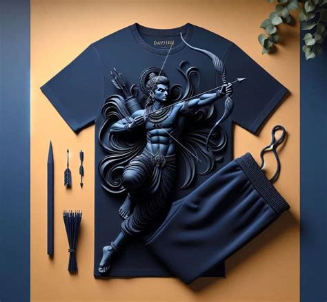 Sri Rama Ayodhya Avatar Dark Blue Tracksuit Set with Plain Pant – Acquires