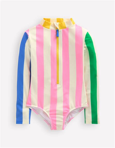 Long-Sleeved Swimsuit-Hotchpotch Stripe | Boden USA