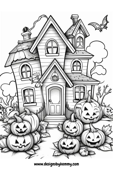 Halloween House Coloring Pages | Halloween Coloring Pages | Designs By ...