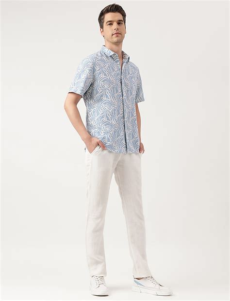 Buy Linen Blend Striped Spread Collar Shirt at Marks & Spencer