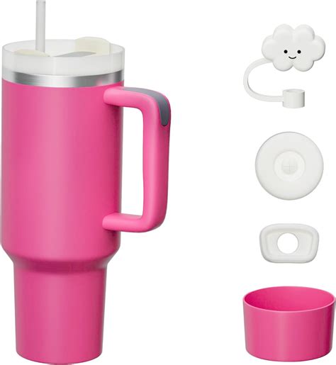 Amazon.com: KISSKIND 40 oz tumbler with handlel and Straw Hot Pink Cup Lid Leak-proof Silicone ...