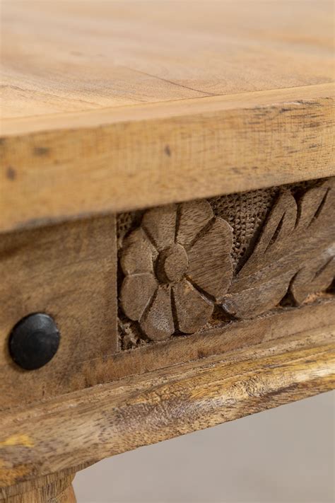 Anubis Solid Wood Center Table - Carved Mango Wood Table India ...