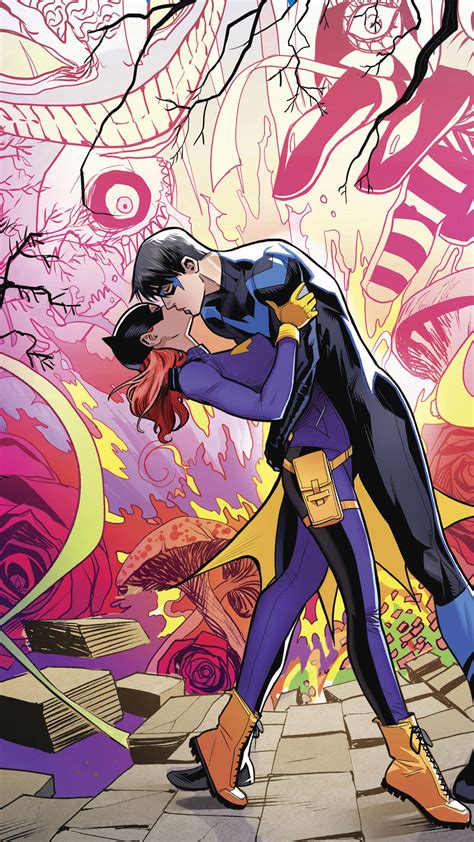 Download Barbara Gordon Dick Grayson Kiss Love Batgirl DC Comics Comic ...
