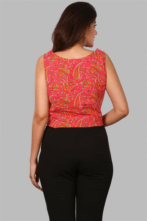 Pink Paisley Sleeveless Top – anokherang