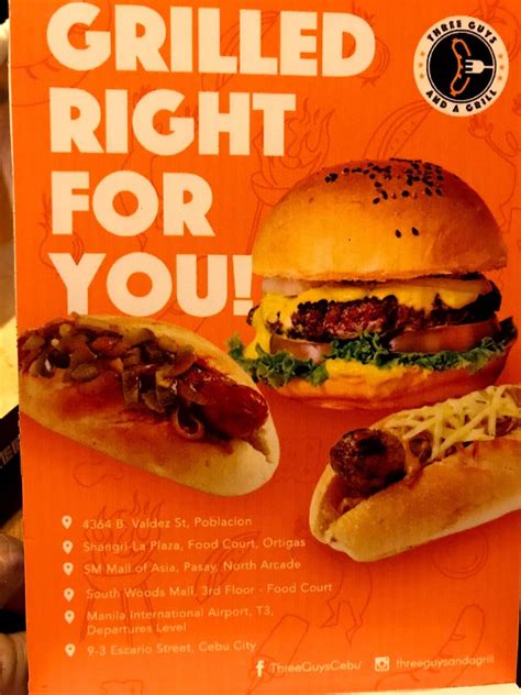 Menu at Three Guys and A Grill restaurant, Cebu City