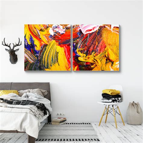 Colourful Multi Frame Wall Painting for Living Room: Modern Oil Art ...