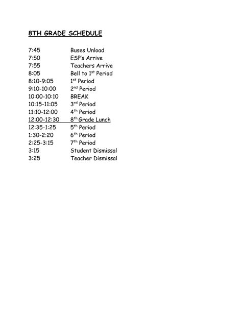 Bell Schedule | Walton Middle School