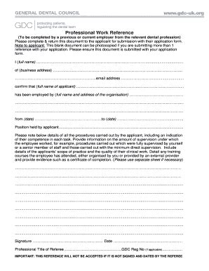 Professional Reference Form V12 - Gdc-uk - Fill and Sign Printable ...