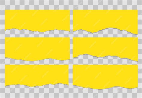 Gescheurde gele papieren stroken met gescheurde randen op transparante ...