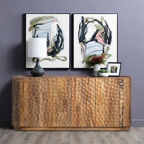 Rustic Modern Sideboard – Solid Wood with Textured Hammered Design ...