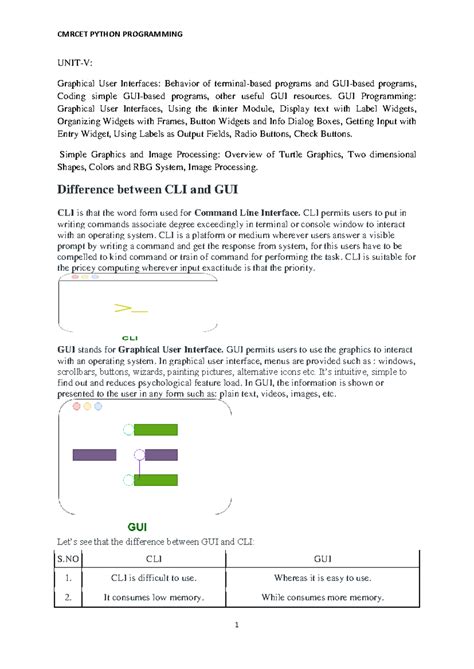 Python Tkinter Notes (CS101 - Unit V): GUI Programming & Canvas - Studocu