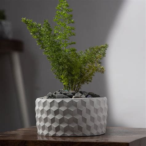Cubetopia-Cement Finish-Patterned plant bowl – Greyt