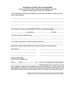 Fillable Online co dutchess ny County Clerk:Forms:Business Certificate ...