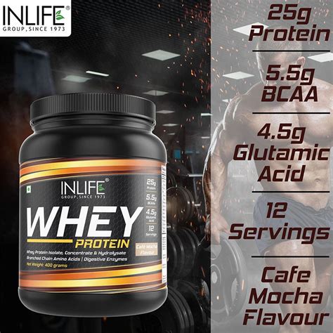 Inlife Whey Protein Powder 400g Cafe Mocha + Creatine Monohydrate 100g ...