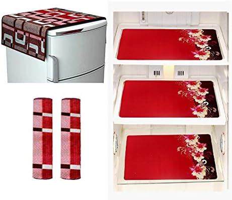 Factcore Combo Fridge Top Cover(Blue Leaf), Fridge Handle Covers (Blue ...