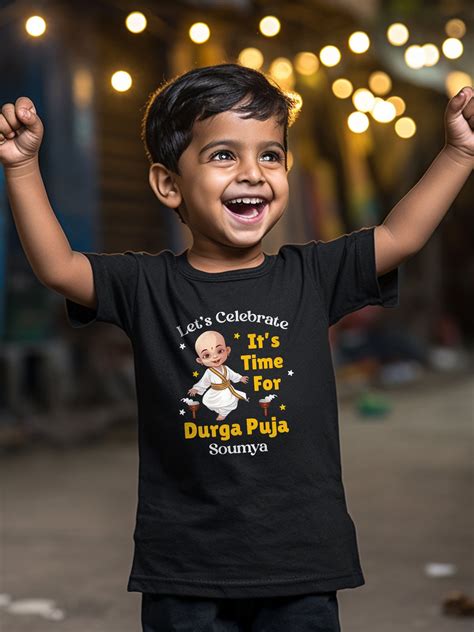 Let's Celebrate It's Time For Durga Puja Kids T Shirt w/ Custom Name ...