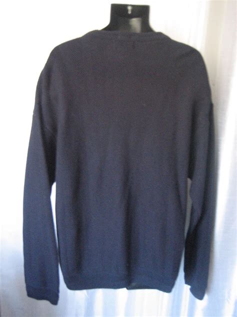 Chaps Ralph Lauren Men's 100% Cotton Navy Pullover Sweater Sz L Pre-Owned