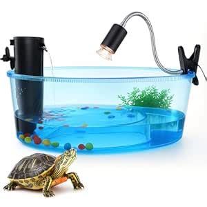 Venus Aqua Blue Turtle Tank with Platform – 22x14.5x8” Reptile Aquarium ...