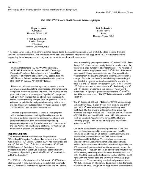 ISO 13709 2nd Edition: Key Highlights from API 610 Eleventh Edition ...