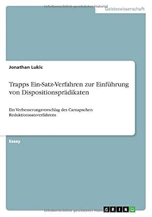 Buy Trapps Ein-Satz-Verfahren Zur Einf hrung Von Dispositionspr dikaten ...