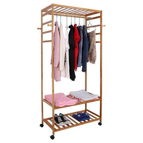 House of Quirk Bamboo Coat Rack DIY Garment Rack Coat Clothes Hanging ...