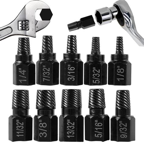 10 Pcs Screw Extractor Set, Broken Bolt Extractor Remover Kit, Damaged ...