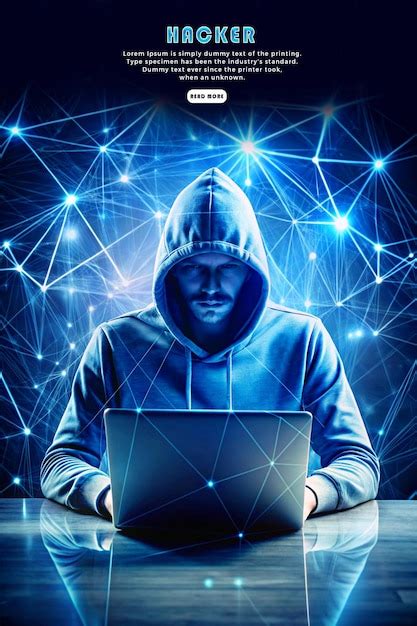 Hacker concept abstract futuristic blue color low poly style design ...