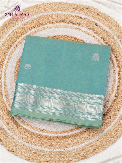 Pale Blue Venkatagiri Cotton Saree – Snehalayaa Silks
