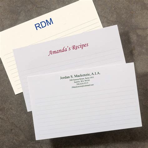 100 Personalized 3 x 5 Cards, Horizontal Ruled