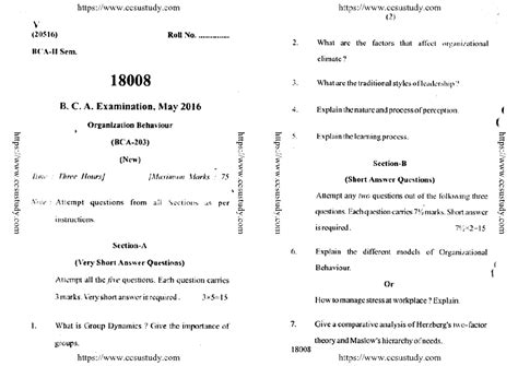 Bca 2 sem organizational behaviour 18008 may 2016 - Bachelor's of ...