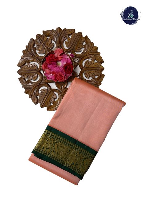 Peach Silk Saree With Plain Pattern - Sri Arya Silks
