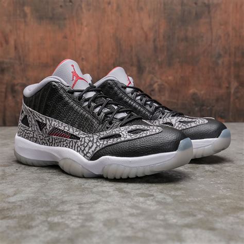jordan men air jordan 11 retro low ie black fire red cement grey white