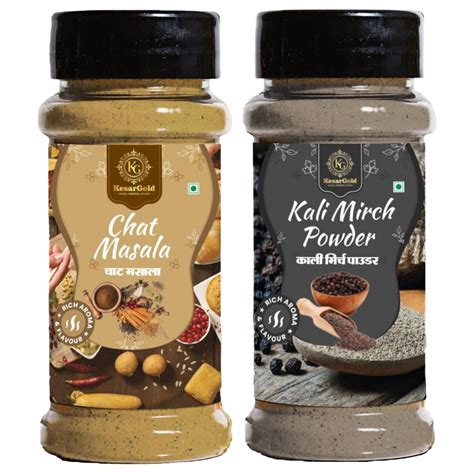 KESAR GOLD Rich Aroma Flavour Chat Masala and Kali Mirch Powder | 150 G ...