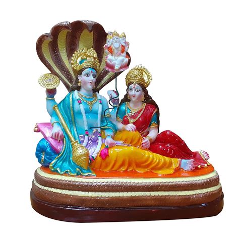 Buy SULFAX Polyresin Multicolour Swami Idol Vishnu Laxmi Ji Murti (H X ...