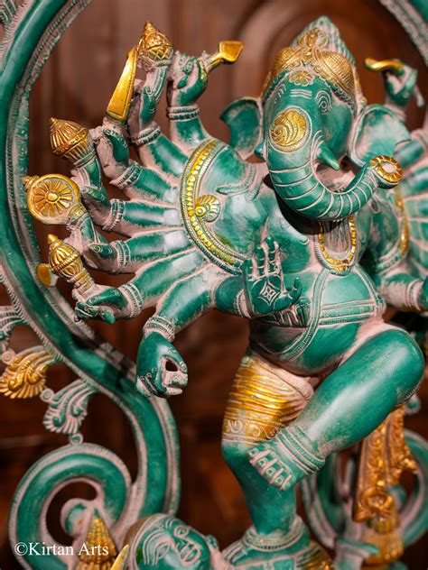 Brass Lord Ganesha 16 Hand Antique Finish 26" – Kirtan Arts