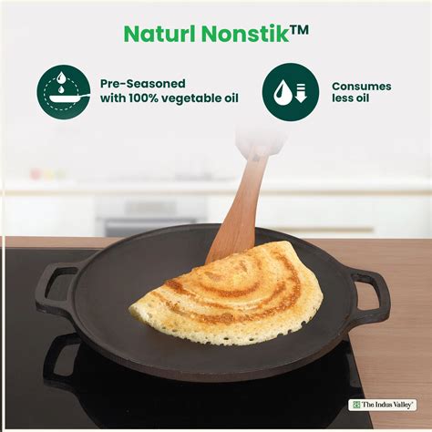 CASTrong Cast Iron Double Handle Tawa, Pre-seasoned, Nonstick, 100% Pu ...